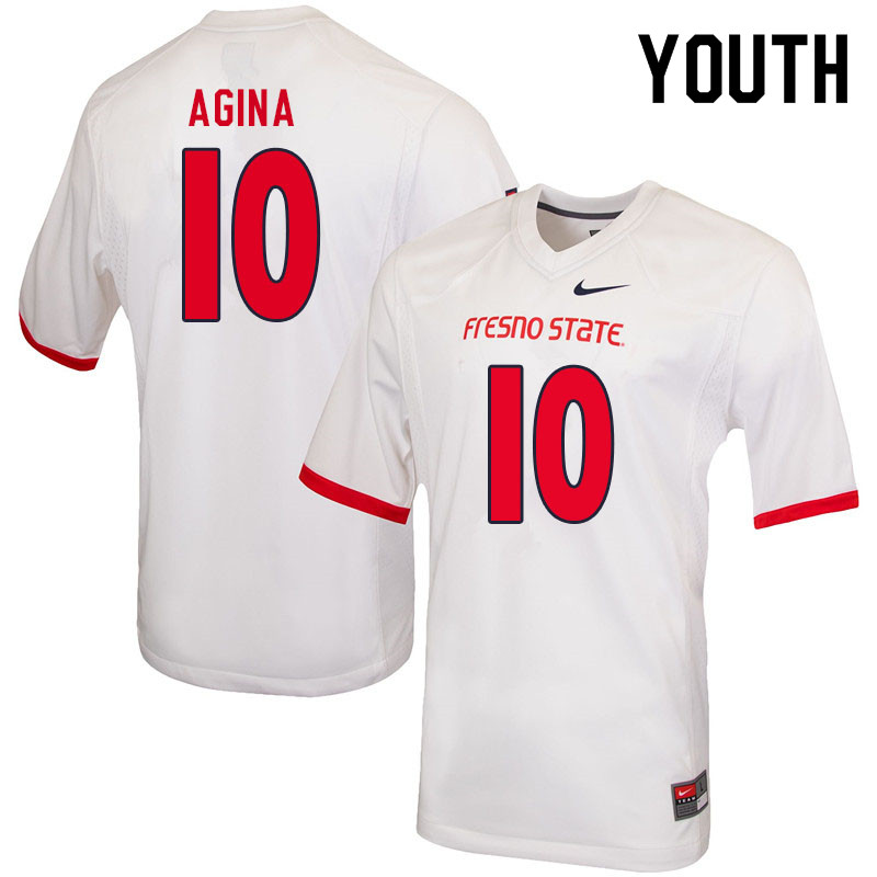 Youth #10 Kosi Agina Fresno State Bulldogs College Football Jerseys Sale-White